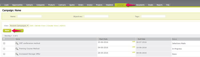 Create a New Campaign within the Campaign’s Module