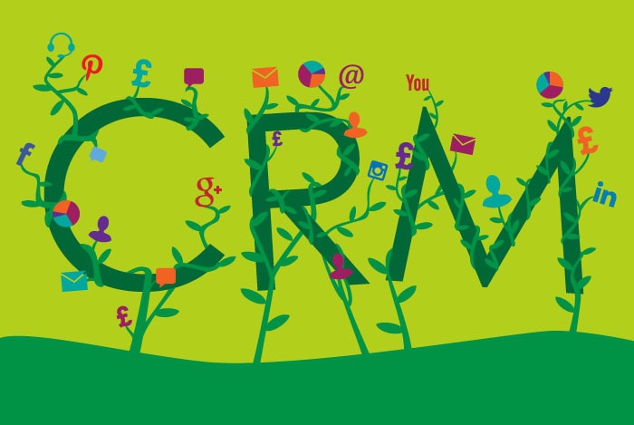 OpenCRM Logo with Social Icons